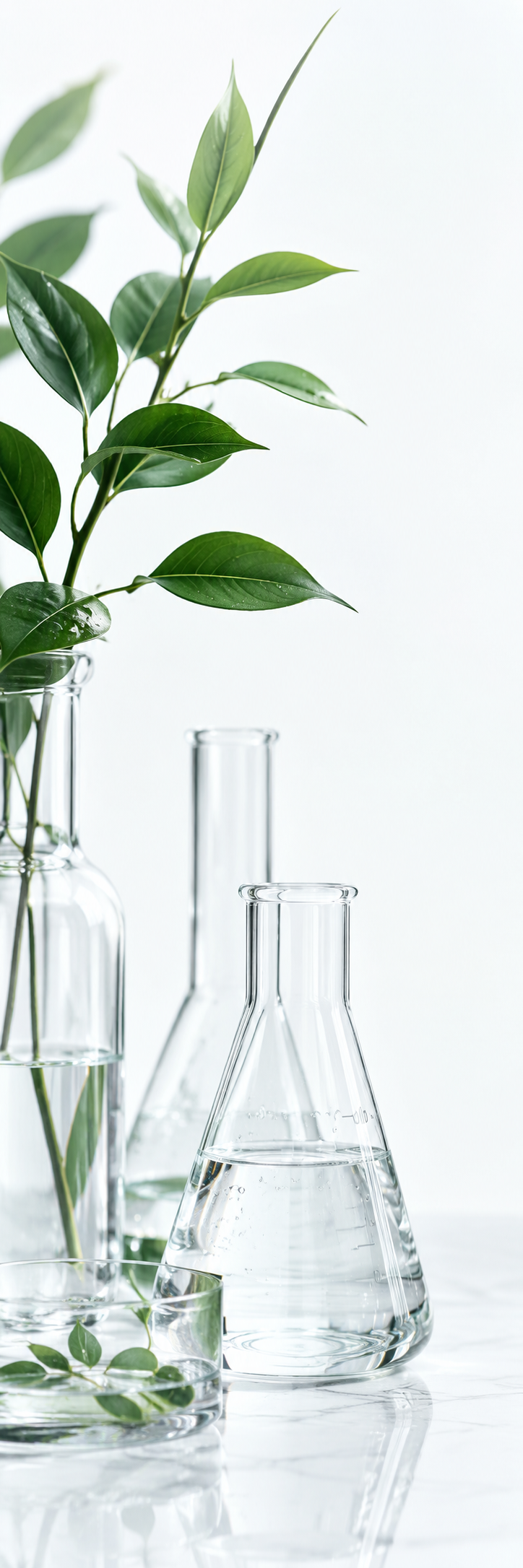 Botanical Leaves in Laboratory Glassware